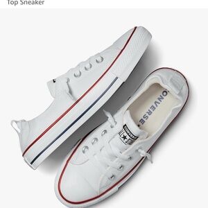 Converse White Canvas Sneakers with Red and Blue Accents